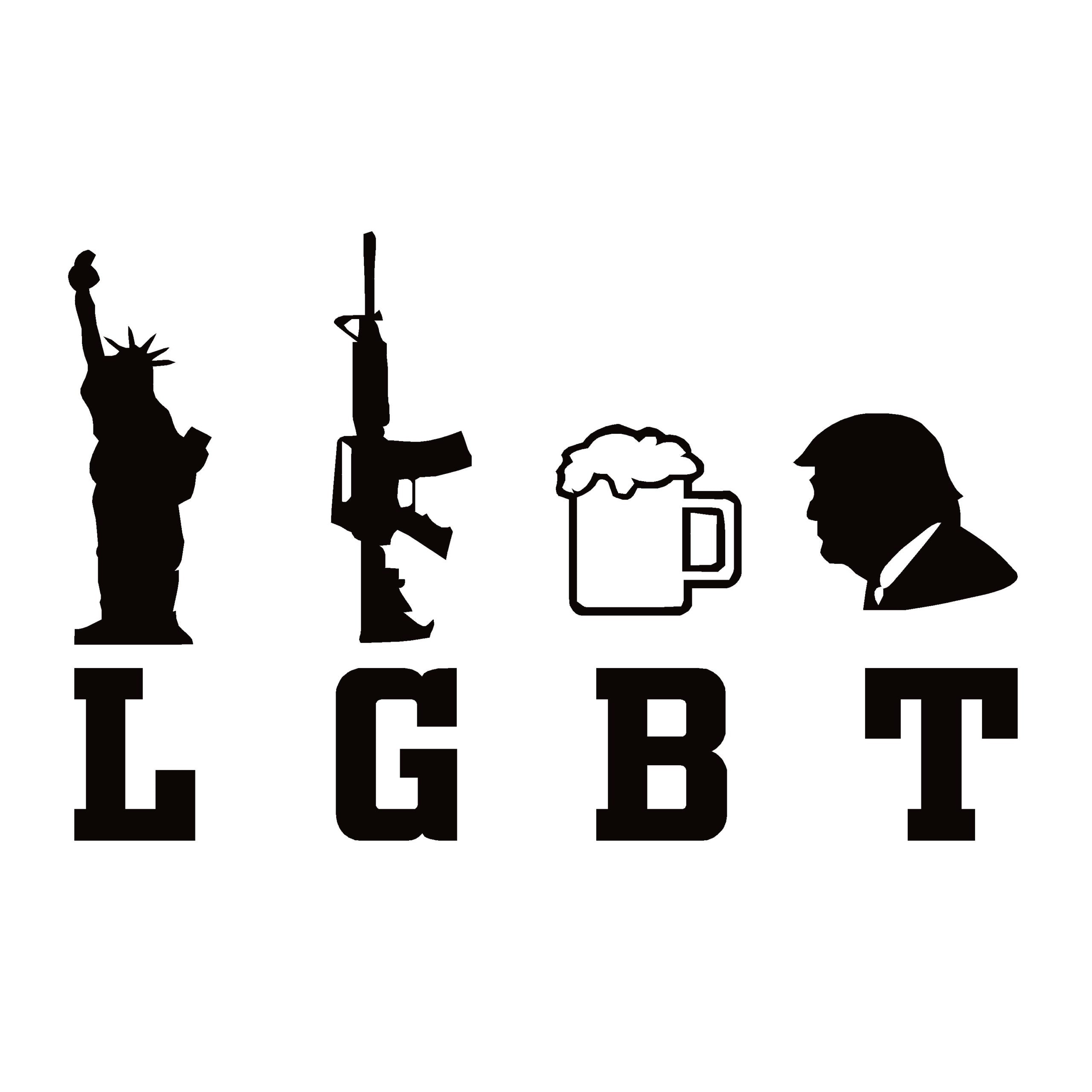 LGBT Sticker - Liberty, Guns, Beer, Trump Vinyl Window Decal - 7515