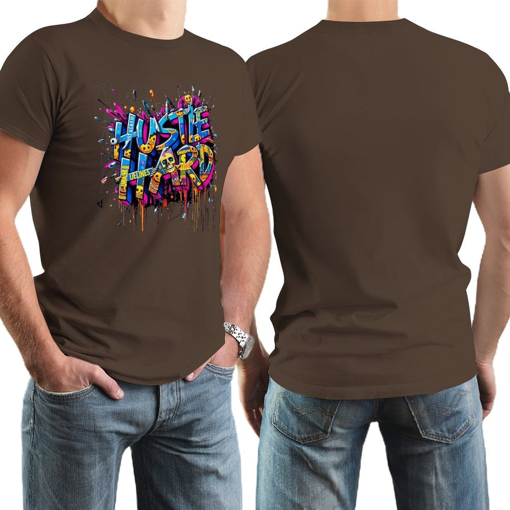 Men's Tee "Hustle Hard" Streetwear Design by Crown Co.👑