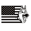 German Shepherd USA Flag Decal – Patriotic GSD Dog Window Sticker – 7585