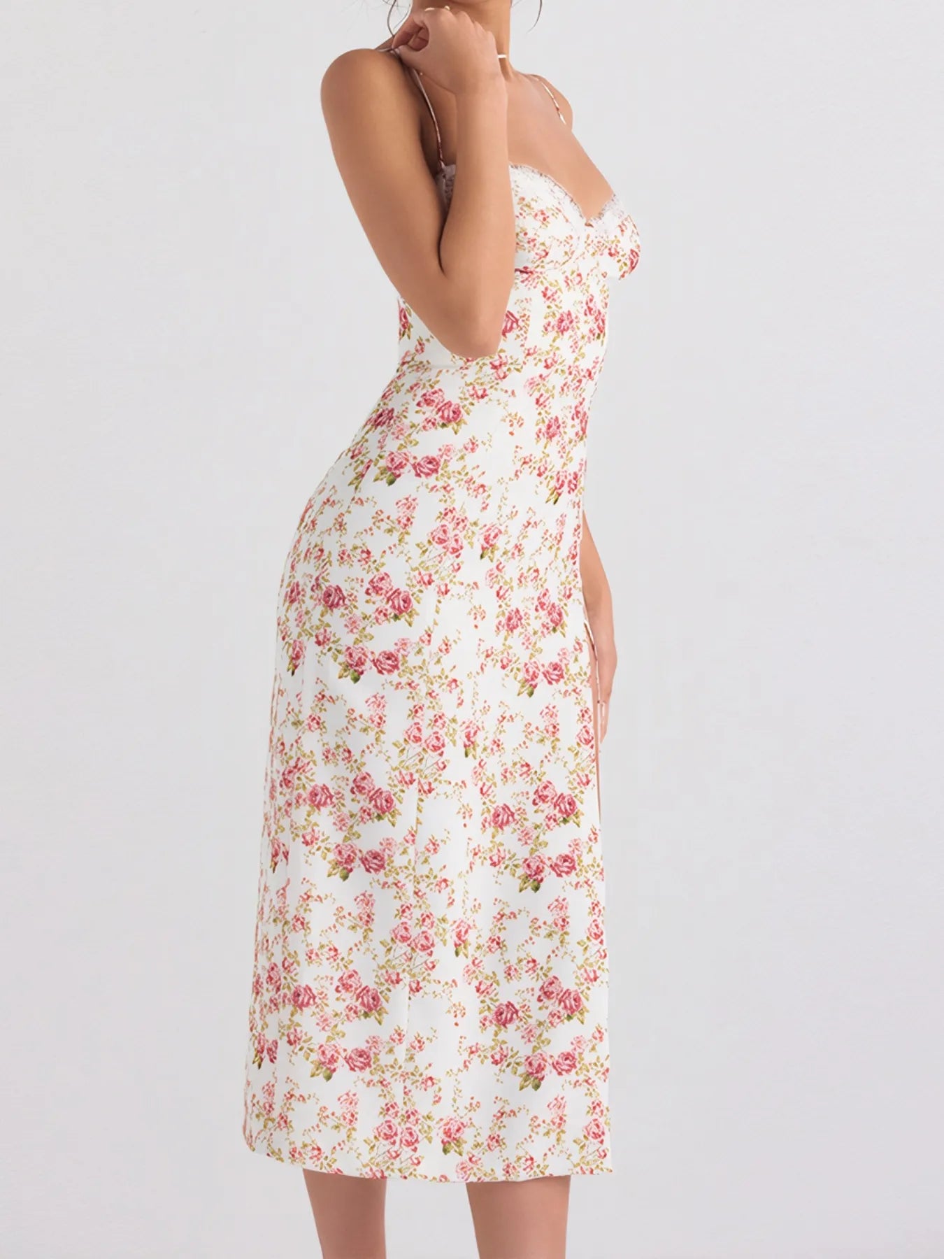 Split Printed Neck Cami Dress