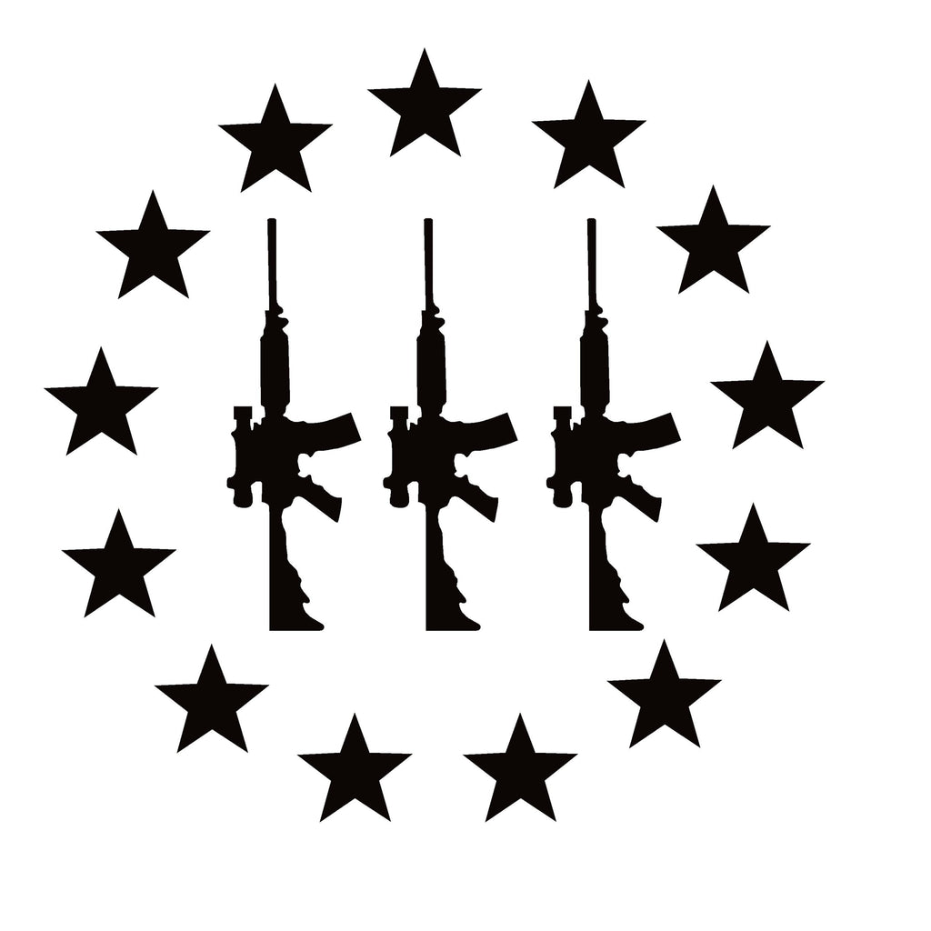AR 15 Decal - 3 Percenter Decal with Three AR Guns - Window Sticker – 7638