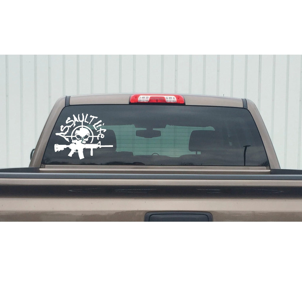 Rifle Sticker - Assault Life Rifle Decal – Pro Gun AR-15 Window Sticker – 7643