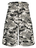 Men's Camo Cargo Shorts with Checkered Details
