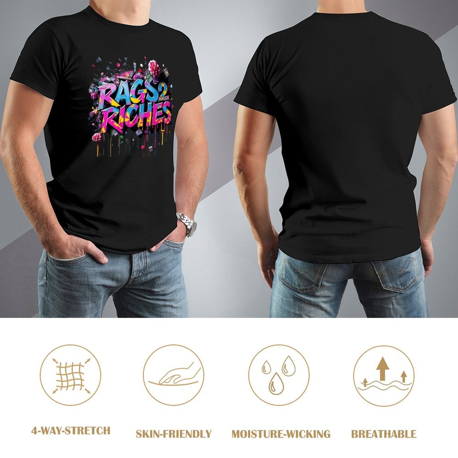 Men's Tee Munsieur Original Design "Rags2Riches" Streetwear Design
