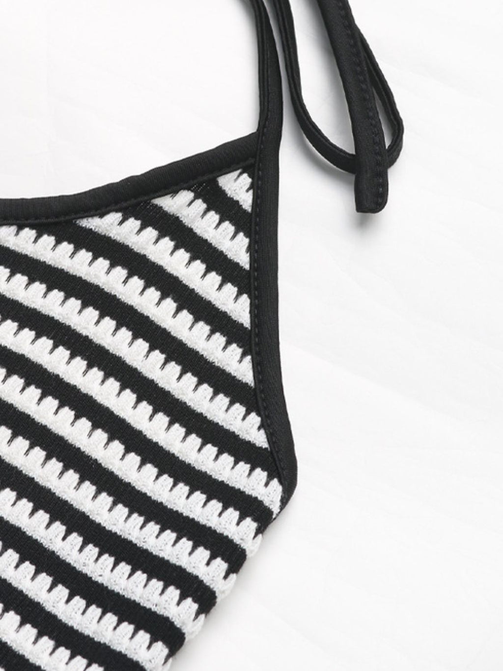 Striped Halter Neck Top and Slit Skirt Set