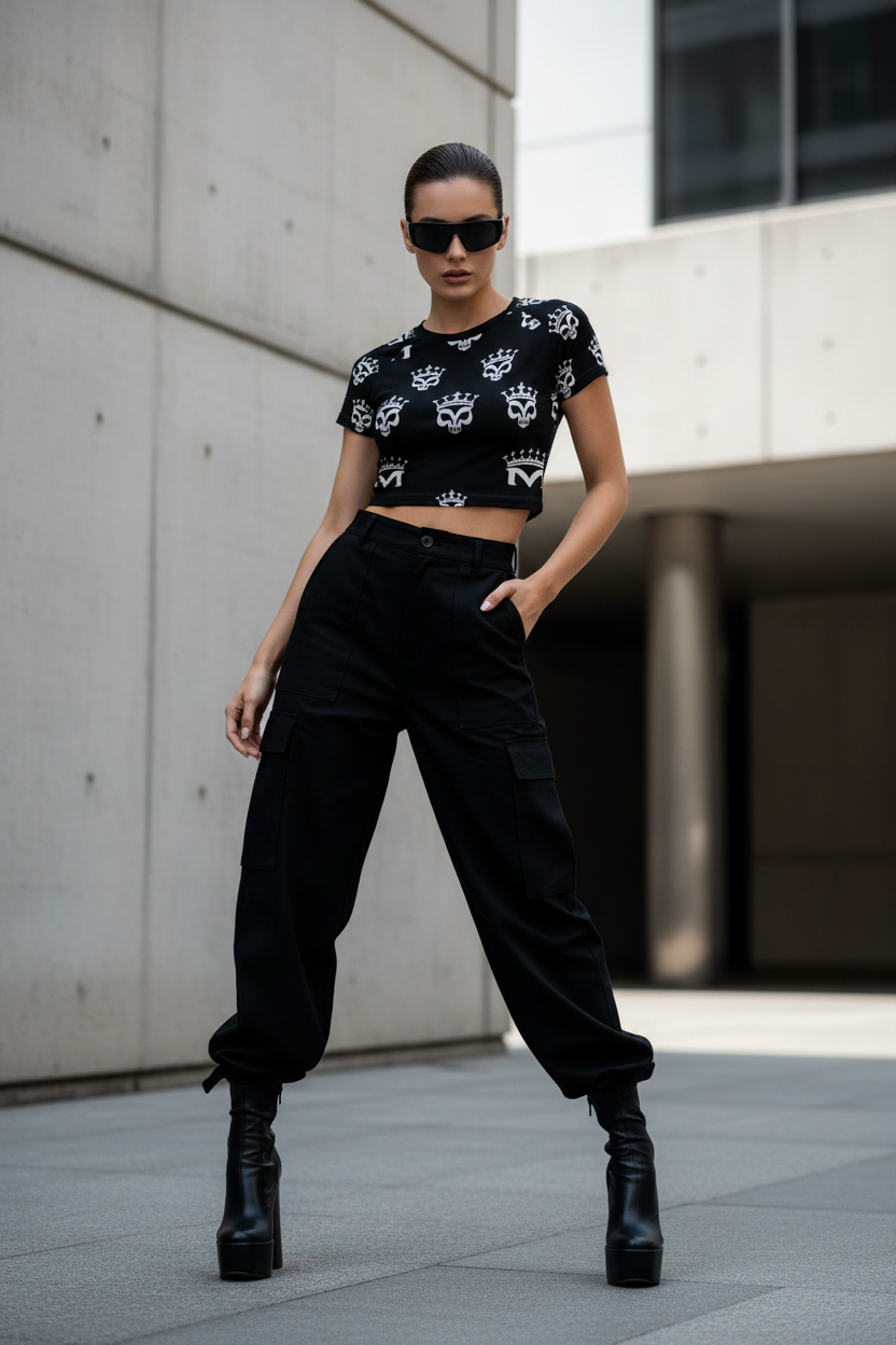 MUNSIEUR Tight cropped navel-baring T-shirt