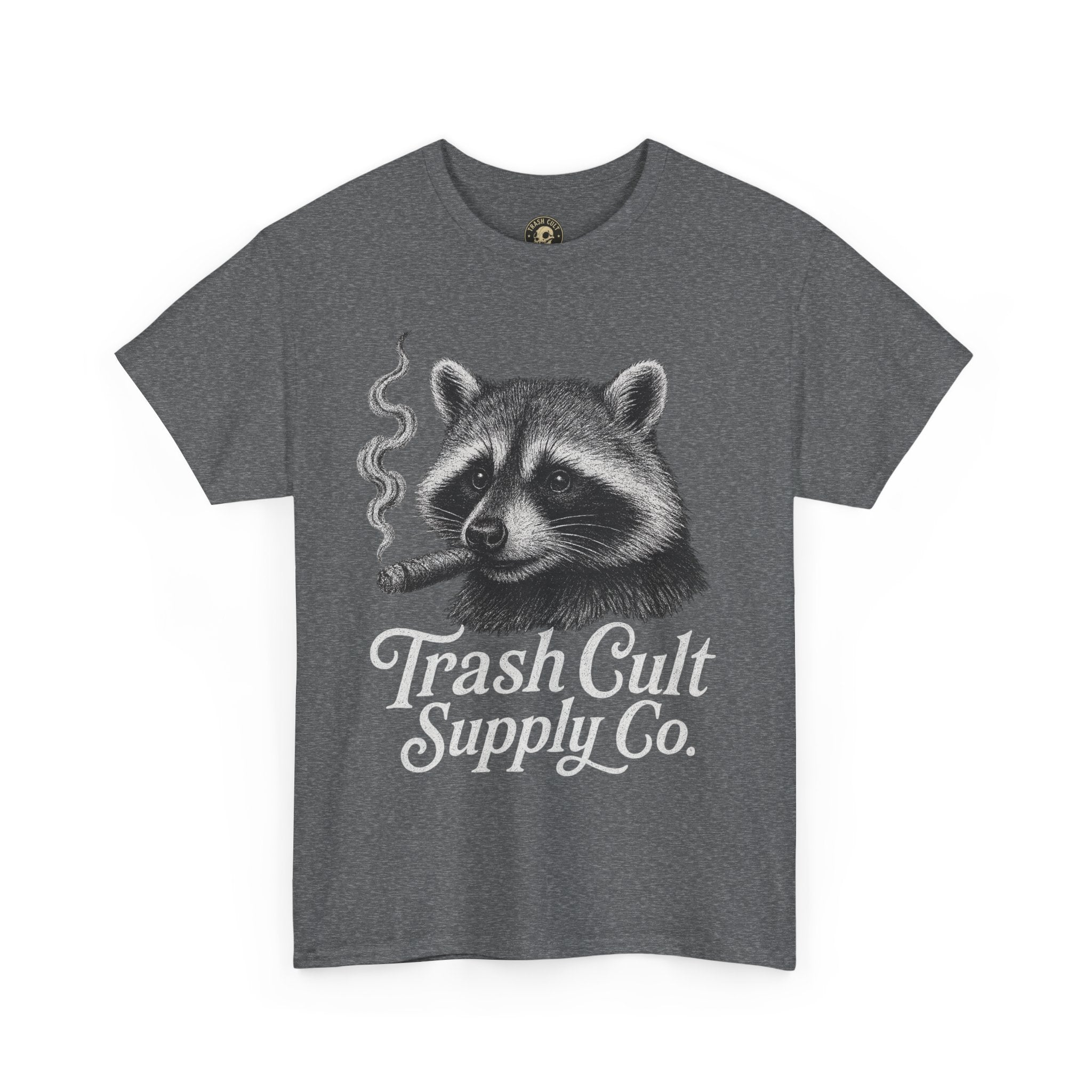Monochrome Raccoon Cigar Shirt – Trash Cult Supply Co. | Gildan 5000 Tee