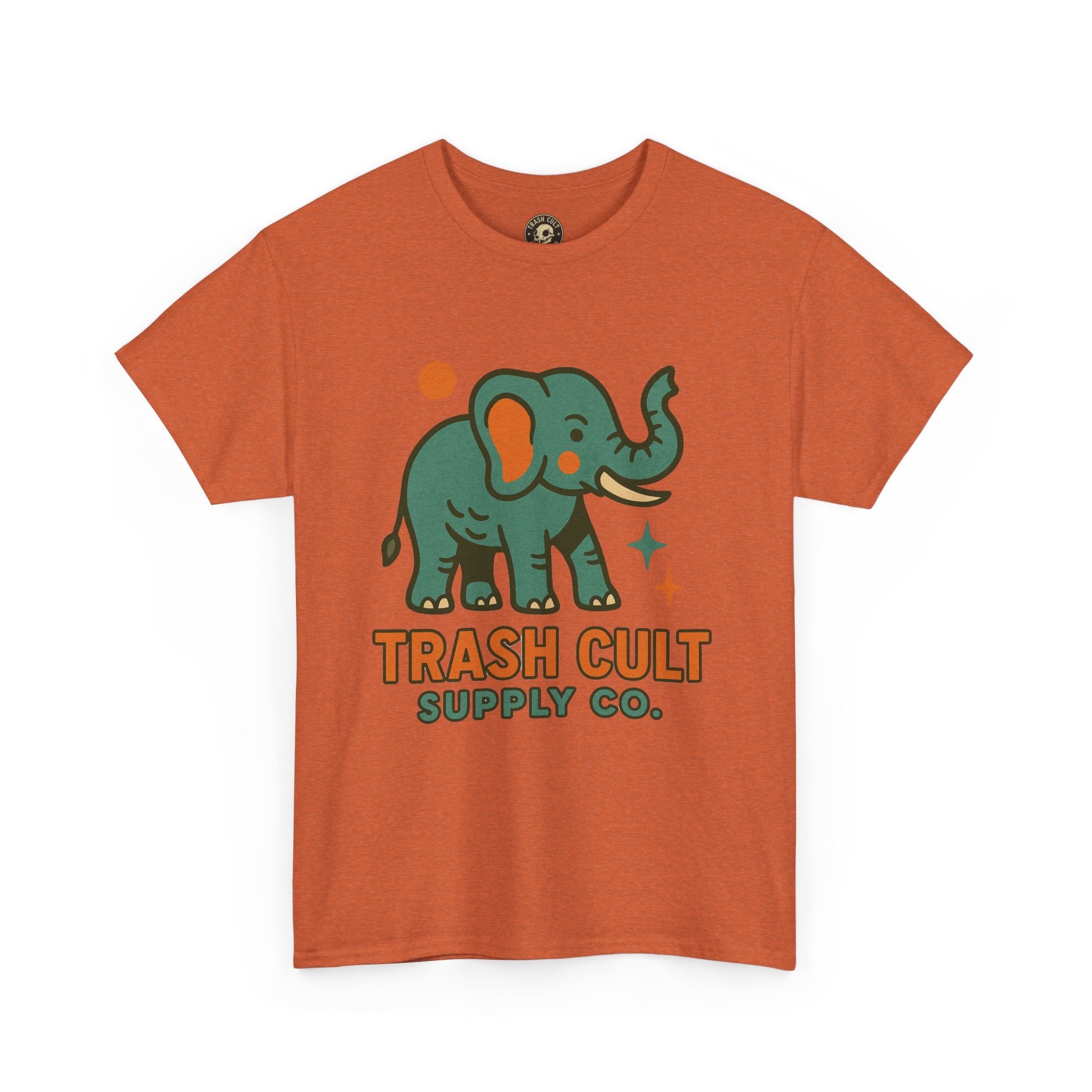 Trash Cult Elephant Unisex Heavy Cotton Tee, Eco-Friendly Shirt, Cool Casual Tee, Gift for Animal Lovers, Vintage Style T-Shirt