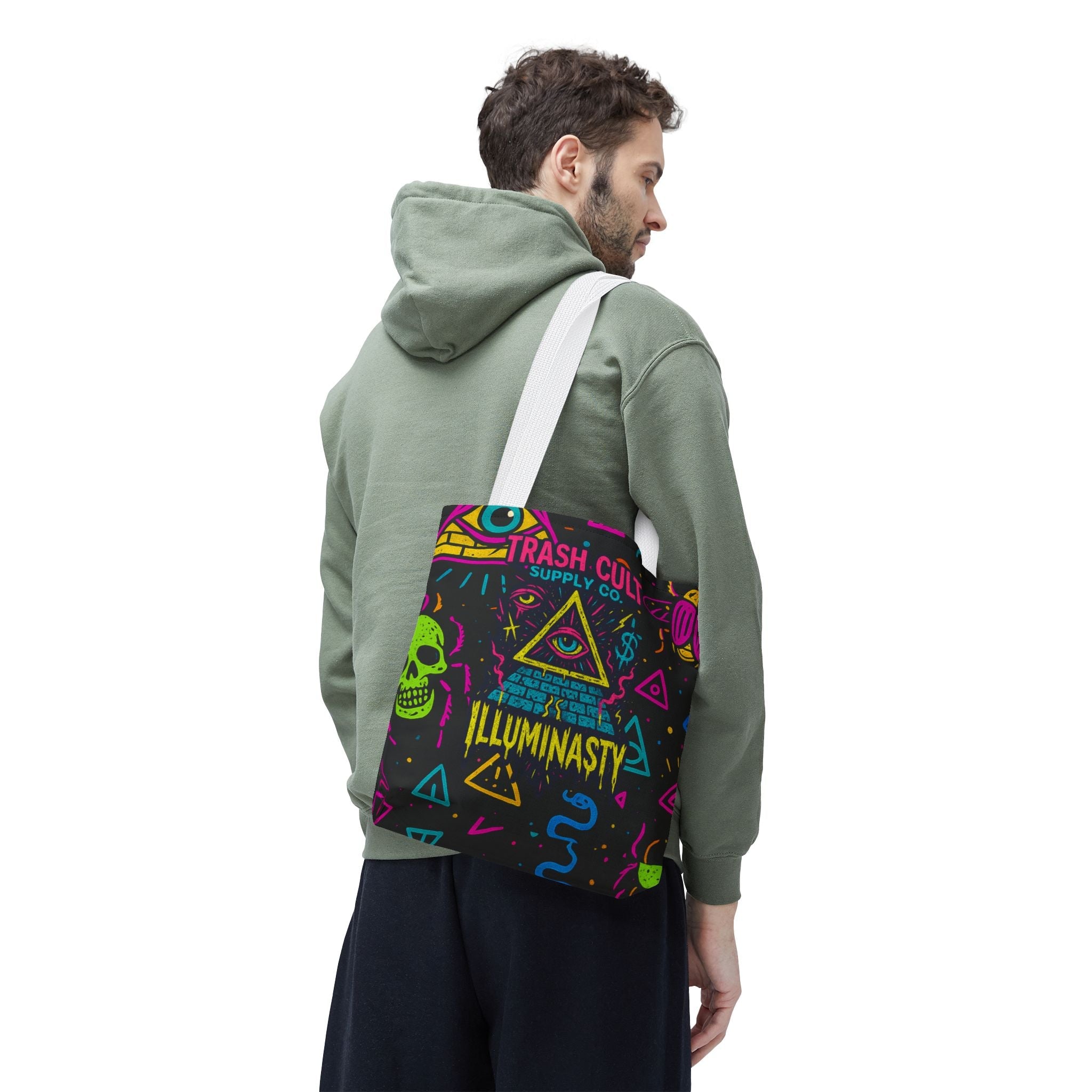 Illuminasty Drop Neon Tote Bag – All-Seeing Eye, Skulls & Symbols | Trash Cult Supply Co.