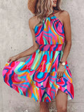 Paisley Print Halter Neck Mini Dress