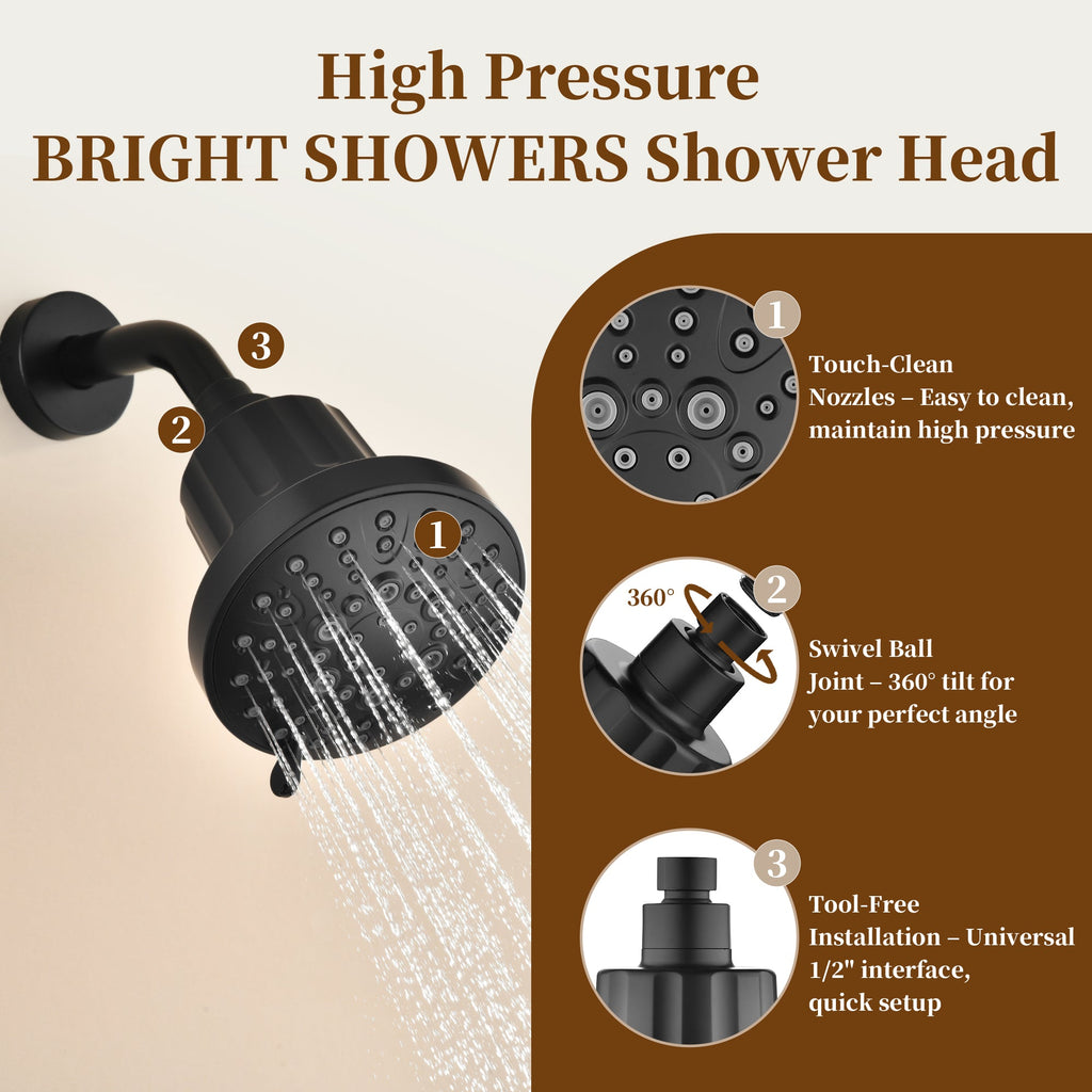 High Pressure Handheld Shower Head with 8 Spray Settings and 360° Adjustable Swivel Joint