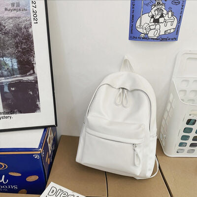 Stylish PU Leather Zip Backpack for Everyday Use