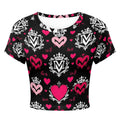 MUNSIEUR Valentine's Cropped Navel T-Shirt Women's - Romantic Gothic Streetwear