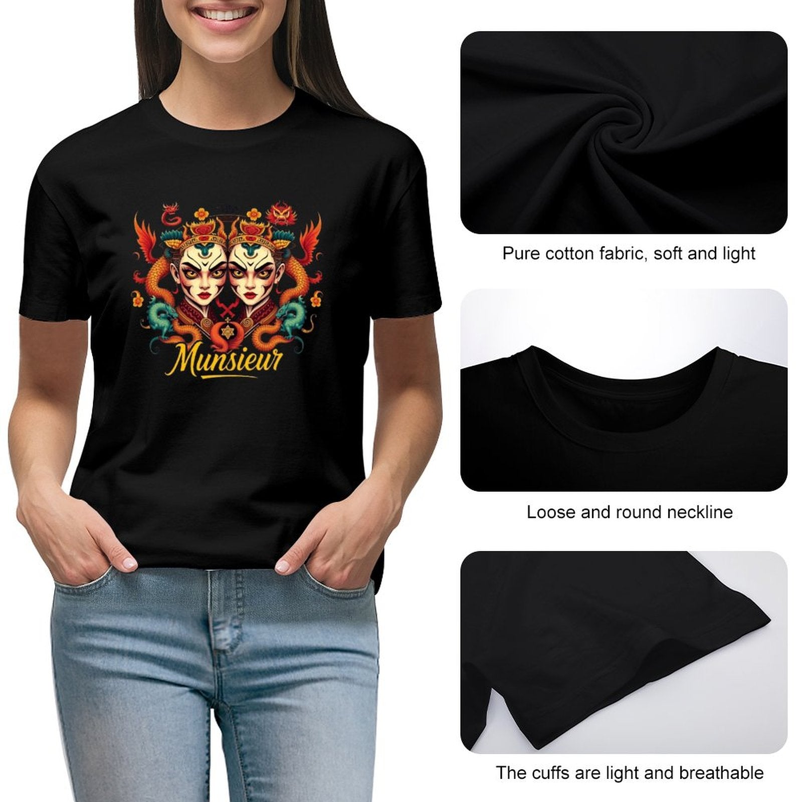 Munsieur T-Shirt for Women: Classic Comfort with a Contemporary Twist for Her