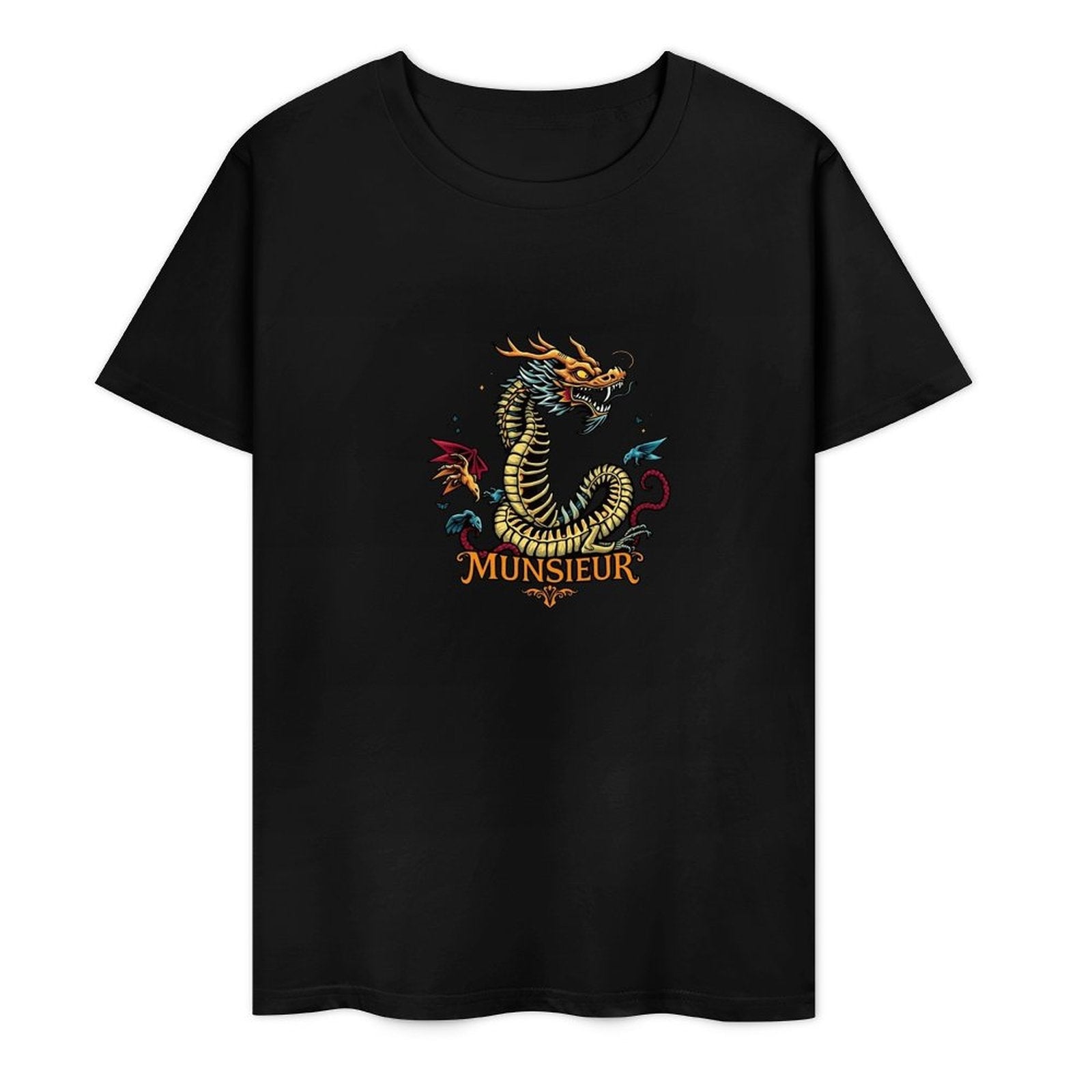 Munsieur Brand Graphic Tee Cotton Men's breathable Dragon Design