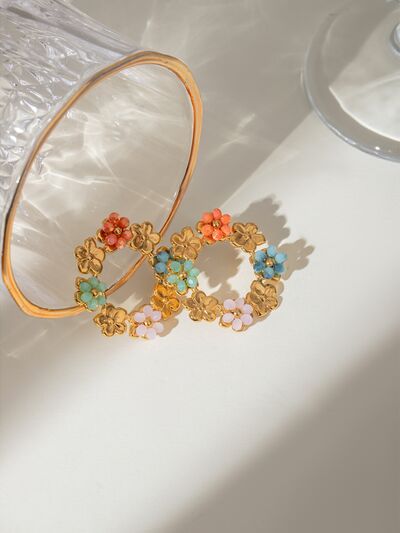 Synthetic Crystal Stainless Flower Earrings
