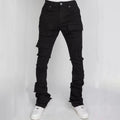 Men's Denim Straight-leg American Fashion Stretch Ripped Laminated Micro-pull Pants
