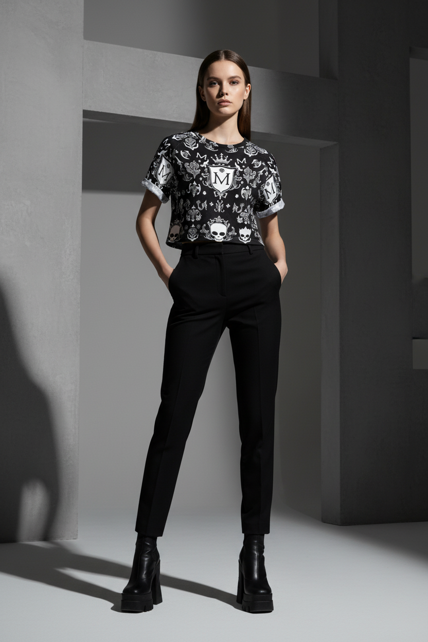 MUNSIEUR Tight cropped navel-baring T-shirt