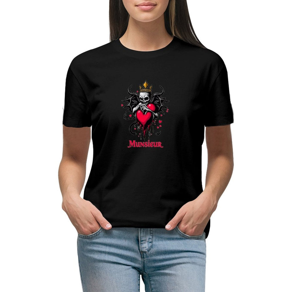 Munsieur Women's T-shirt "Queen" Bleeding Collection for Valentine's Day Embroidered