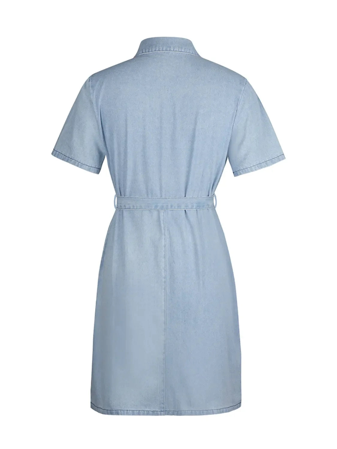 Full Size Zip Front Sleeve Denim Dress Plus Size