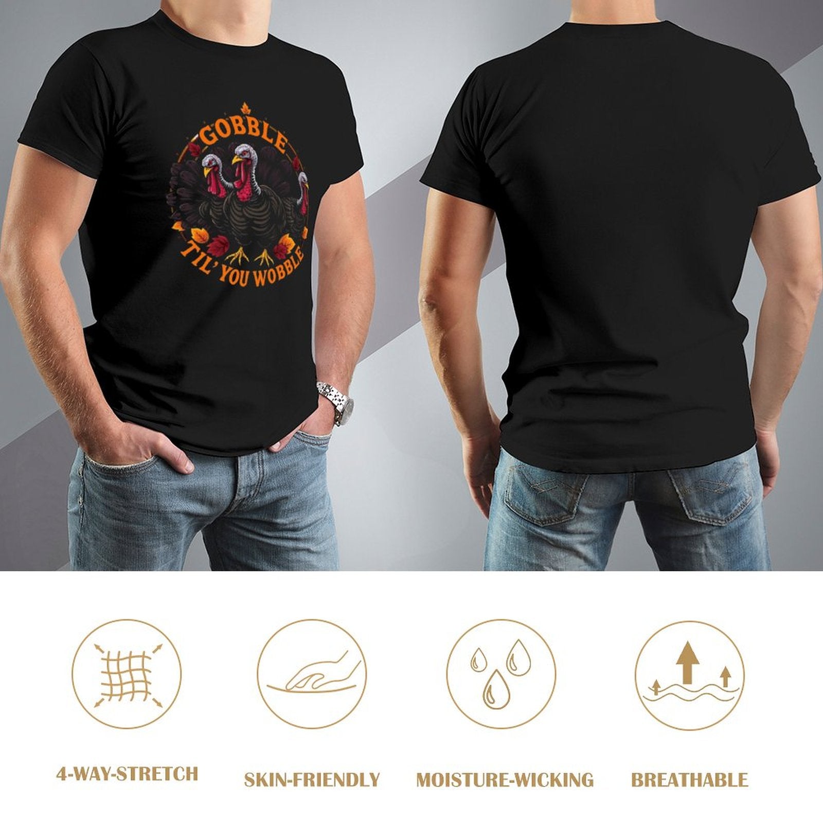 Munsieur Men's Tee Thanksgiving Collection "Gobble Til' You Wobble"