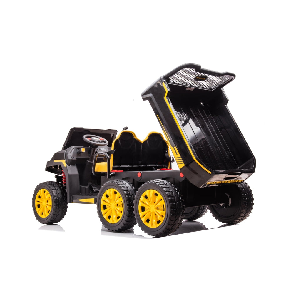 24V 6 Wheeler Magic Cars Tractor Trailer 2 Seater Ride-on with Dump Cart and Parental Remote