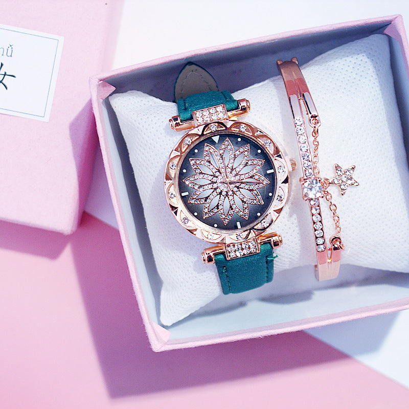 Women's Rotating Luxury Watch Set Casual Design