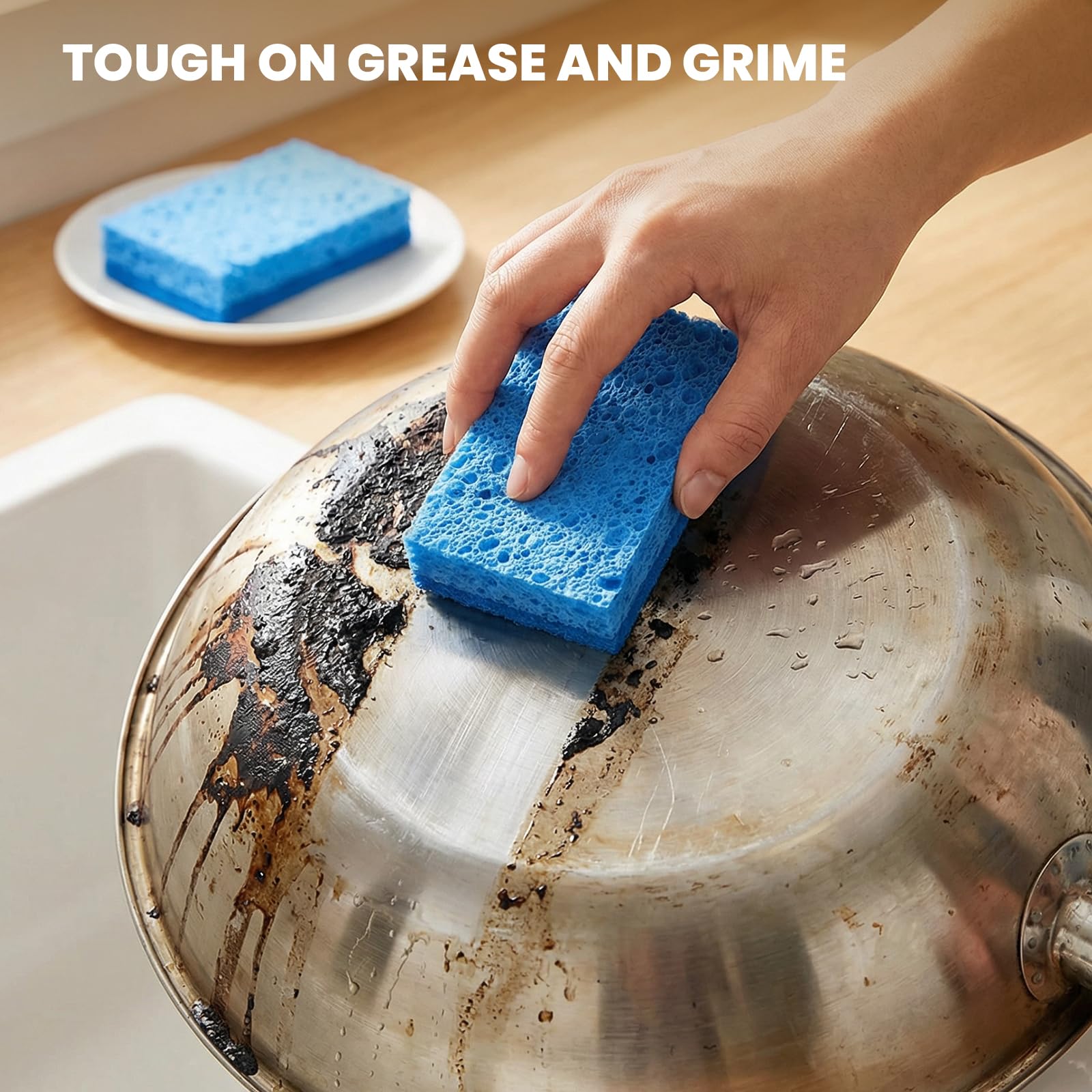 Metflavor Kitchen Sponges, 12 Count, Non-Scratch Scrub Sponge, Dual Sided Cleaning Sponges for Dishes, Kitchen, Bathroom