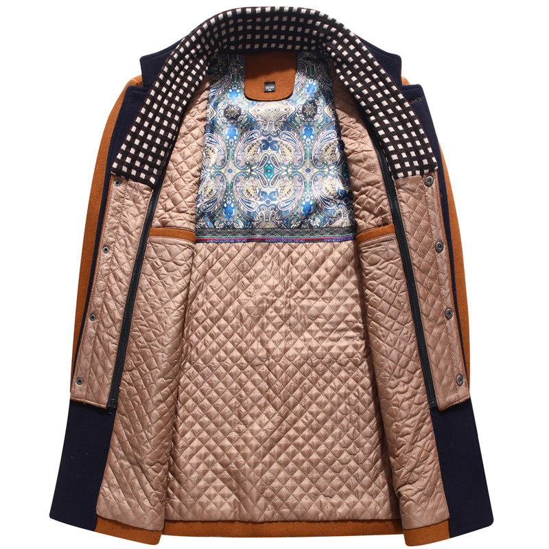 Men's Woolen Coat Thickened Collar Coat