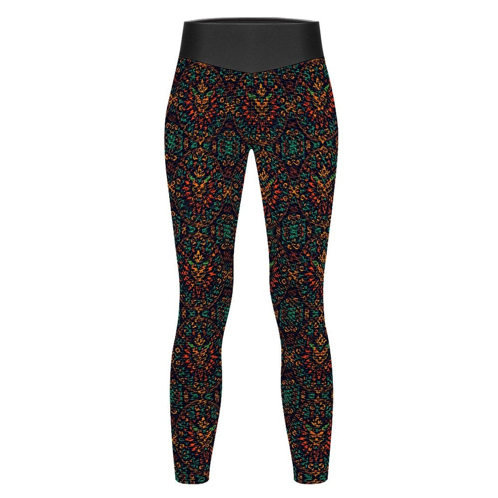Munsieur Custom Printed Honeycomb Textured Yoga Leggings for Women