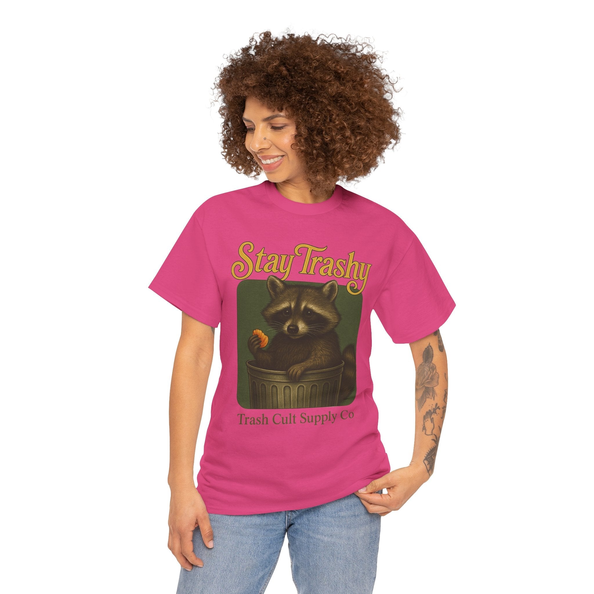 Stay Trashy Raccoon T-Shirt – Vintage-Style Cute Trash Panda | Trash Cult Supply Co | Gildan 5000