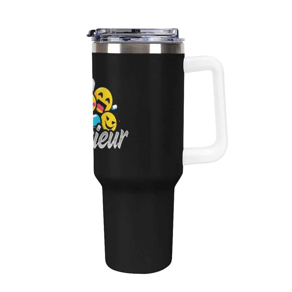 40oz Insulated Tumbler with Handle and Straw Munsieur Nurses Gift Doctors Thermos Accessories