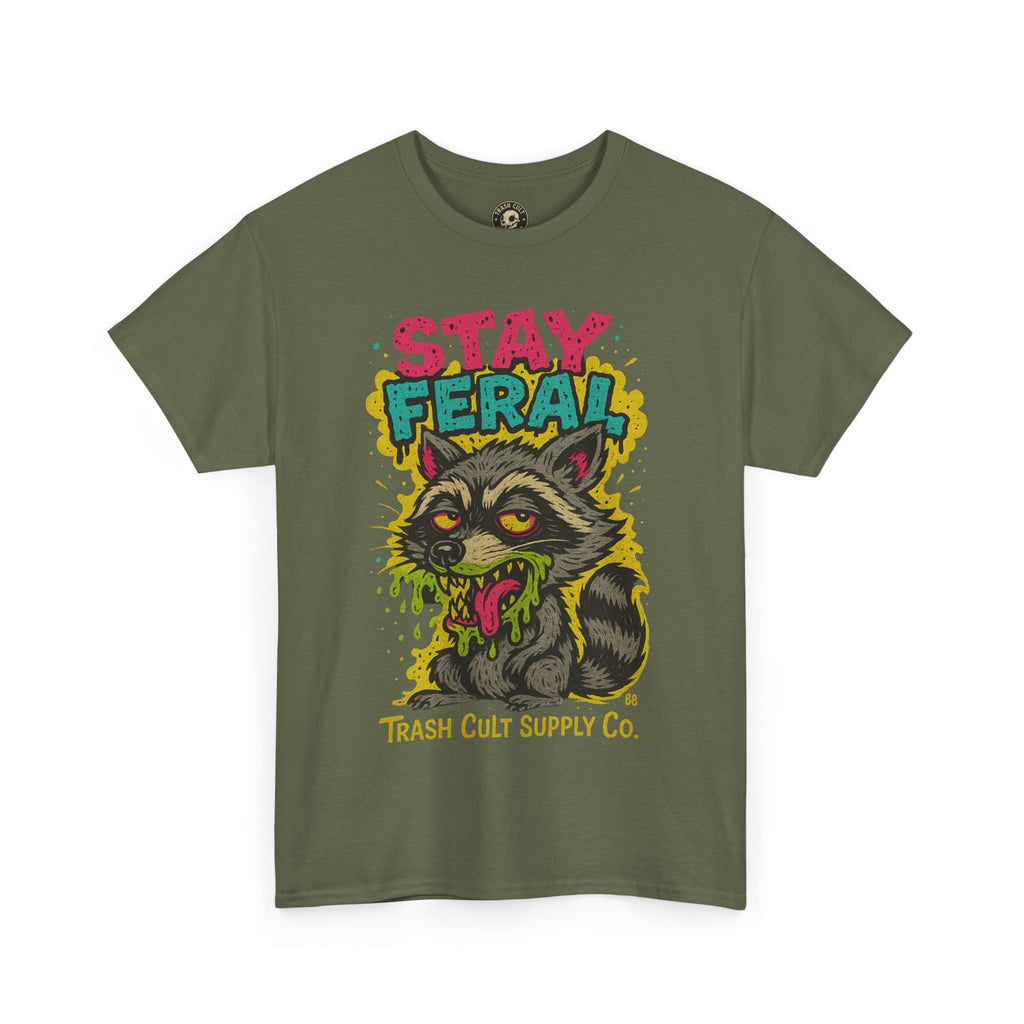Stay Feral Raccoon Lowbrow Tee – Trash Cult Supply Co. | Gildan 5000