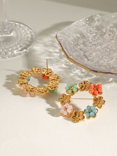 Synthetic Crystal Stainless Flower Earrings