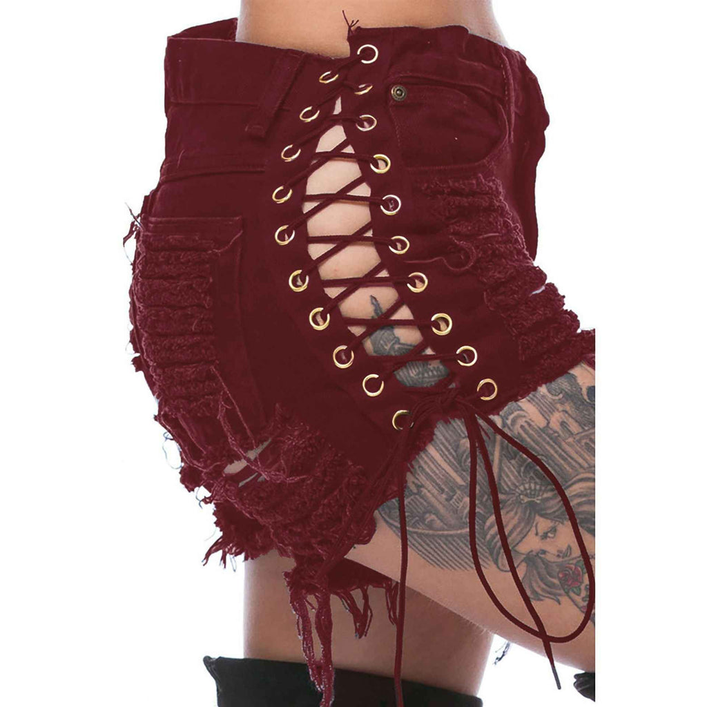 Ripped Bandage Denim Bottoms for Women