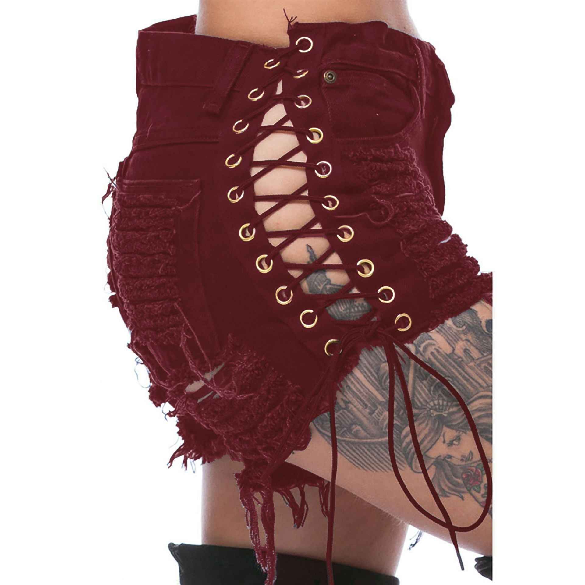 Ripped Bandage Denim Bottoms for Women