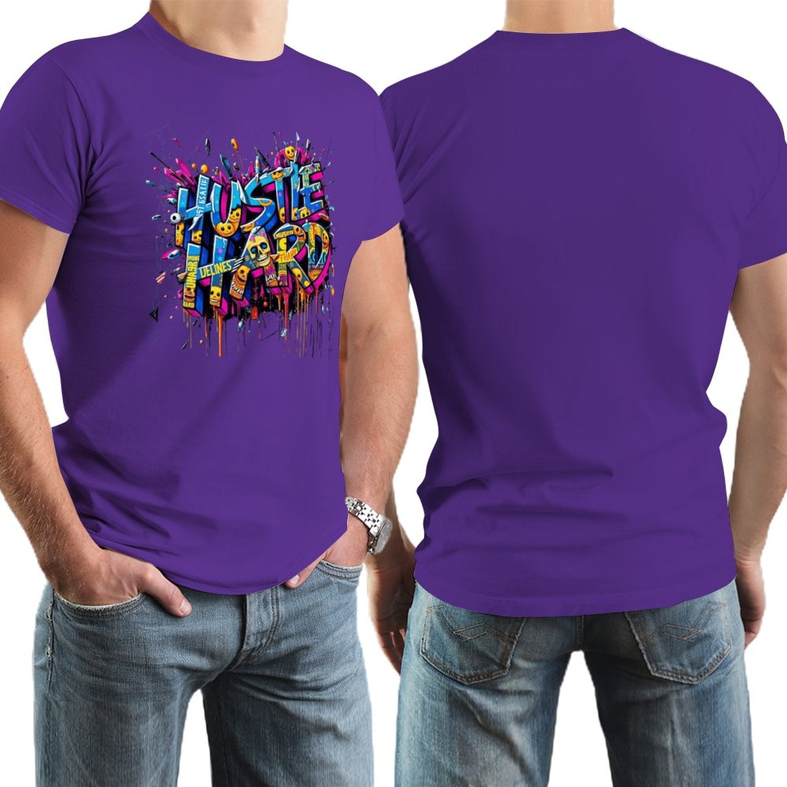 Men's Tee "Hustle Hard" Streetwear Design by Crown Co.👑