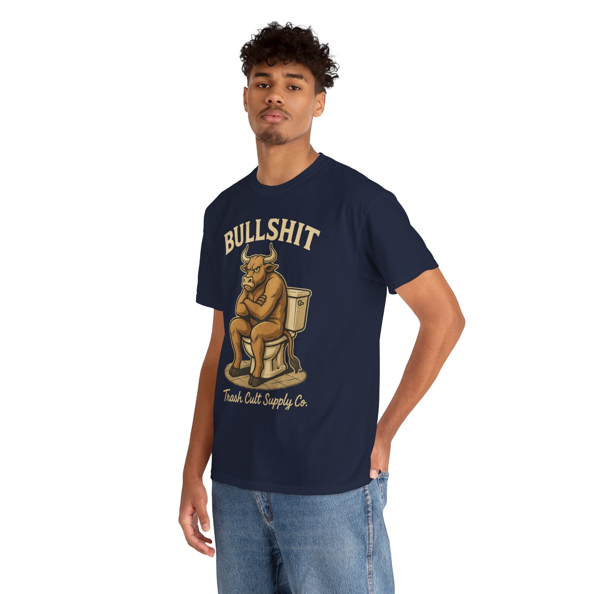 “BULLSHIT” Angry Bull Toilet Tee – Trash Cult Supply Co. | Gildan 5000 T-Shirt