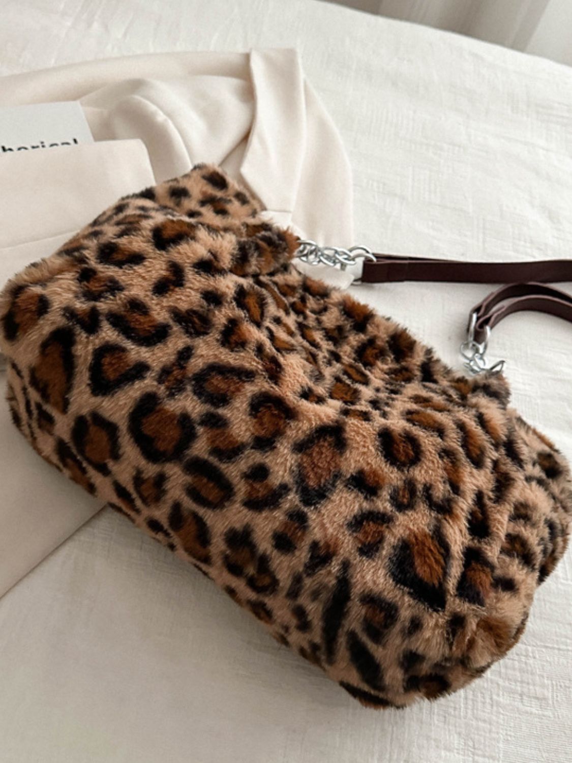 Leopard Faux Fur Shoulder Bag - Animal Print Handbag for Women