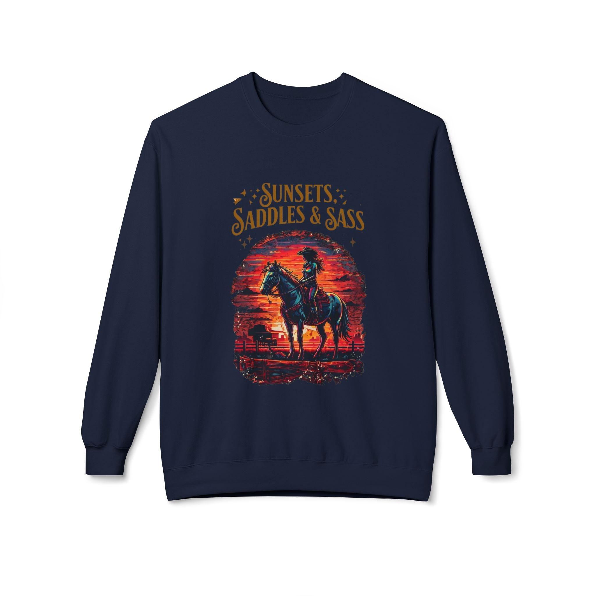 Sunsets Saddles and Sass Softstyle Fleece Crewneck Sweatshirt