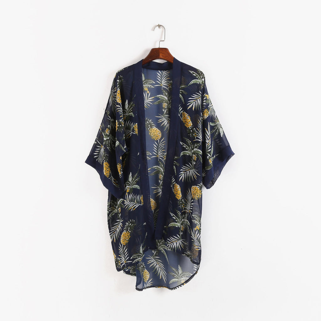 Pineapple Travel All Match Beach Sun Protection Cardigan Blouse