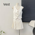 Women's Tennis Skirt Set + Blouse High Waist Pleated Two-piece