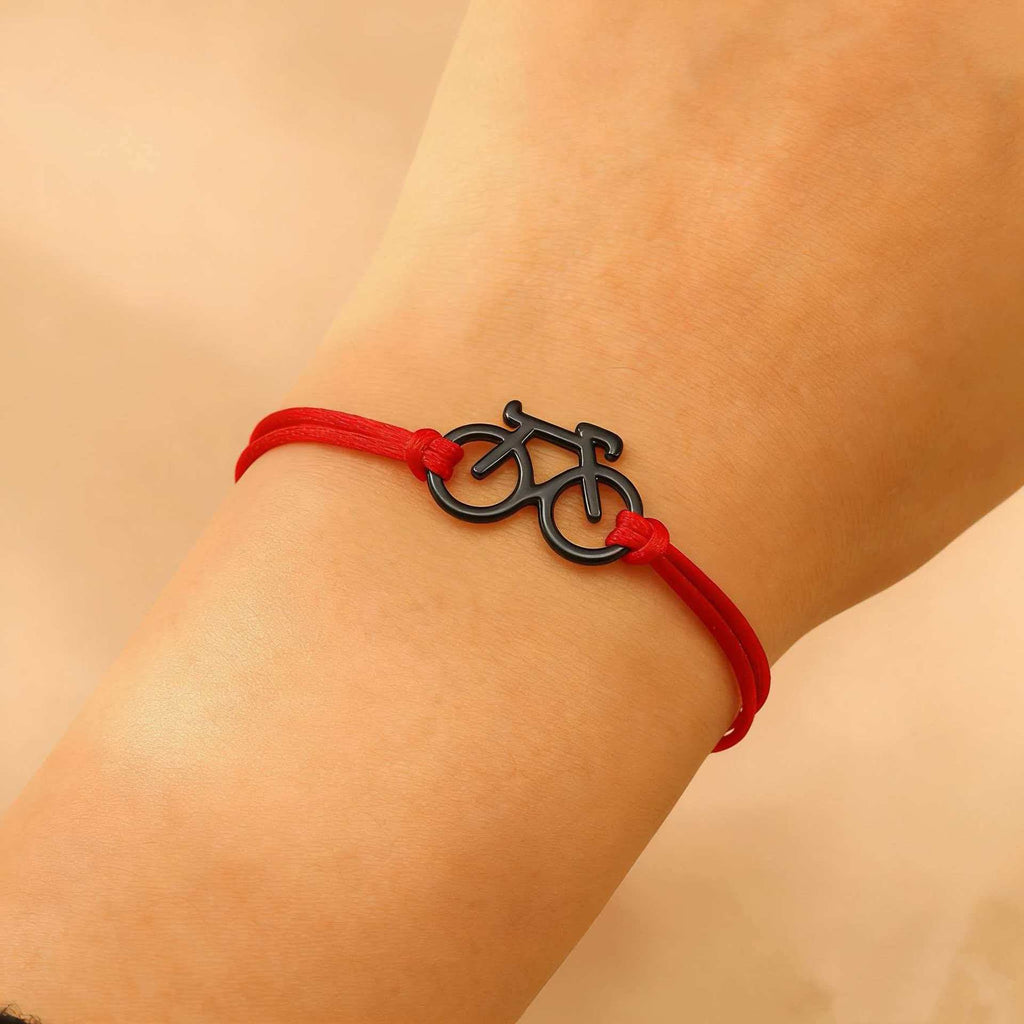 Handmade Braided Adjustable Bracelet with Bike Charm