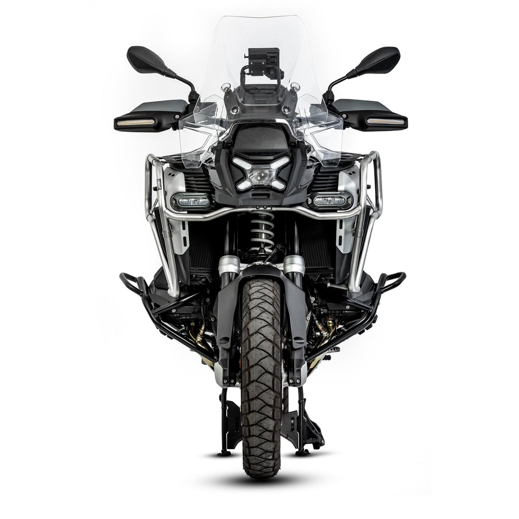LOBOO Upper Crash Bar for BMW R1300GS Adventure (2024-on) – 304 Stainless Steel, Multi-Point Support, Silver / Black Finish