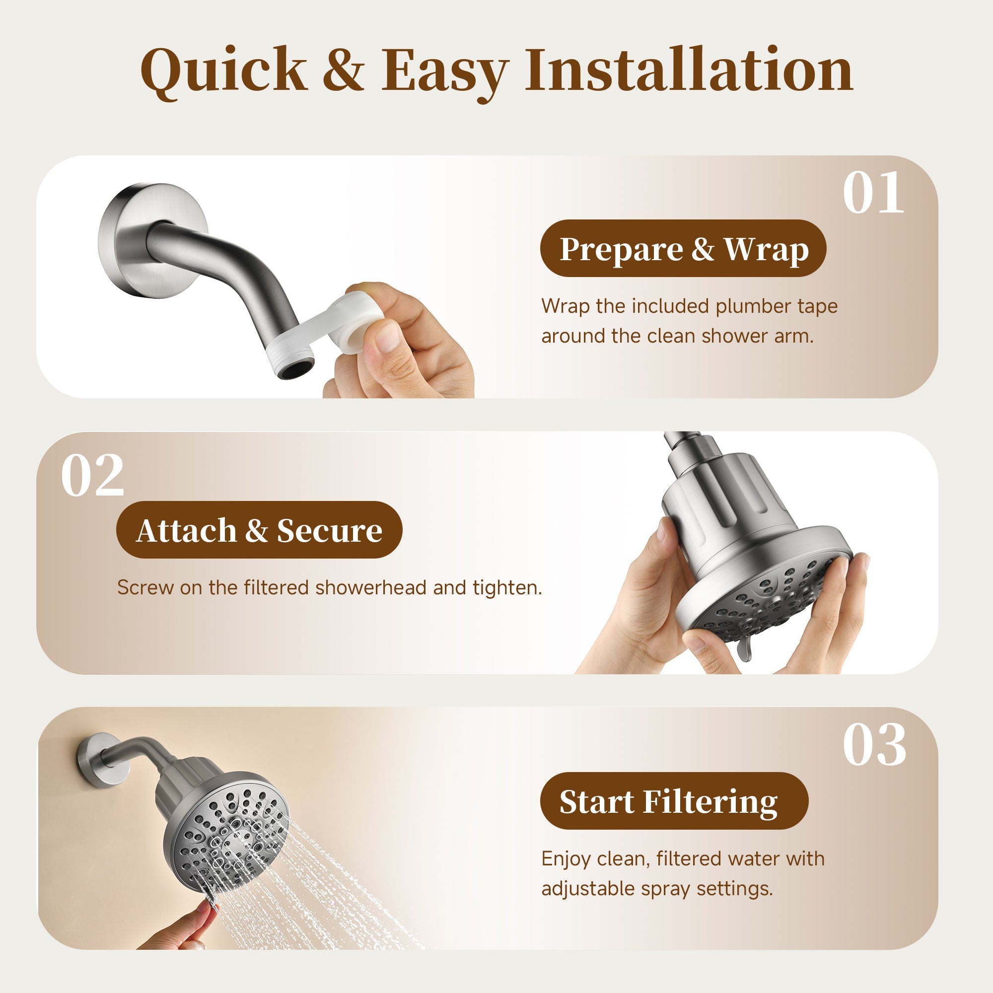 High Pressure Handheld Shower Head with 8 Spray Settings and 360° Adjustable Swivel Joint