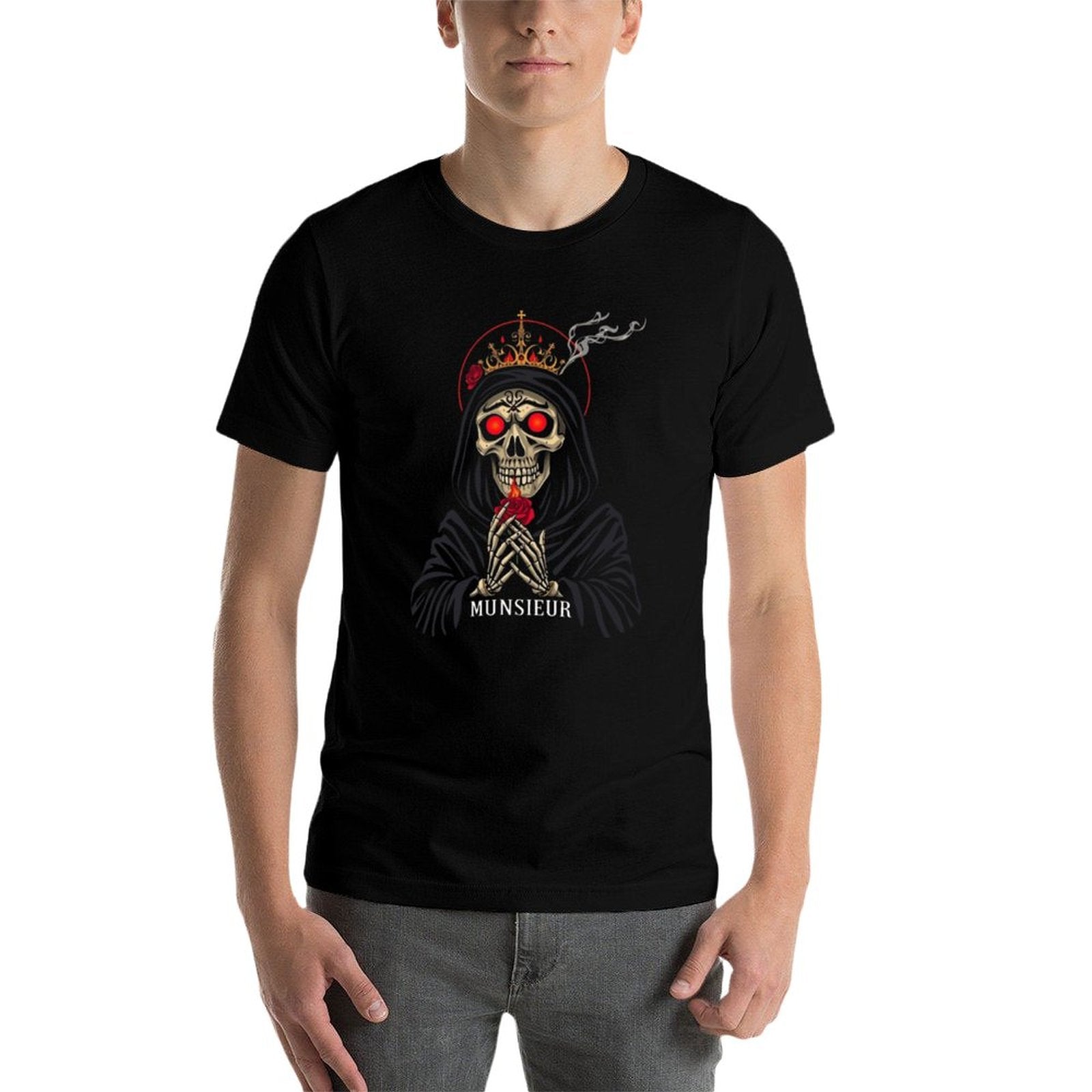 Munsieur Men's Tee Cotton "Reaper Smoke" Comfortable Tee for Men Halloween Drop