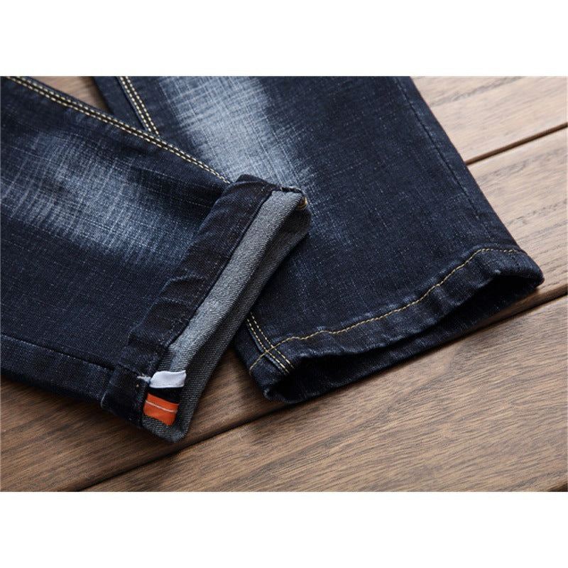 Blue With Holes Slim Fit Men's Pants
