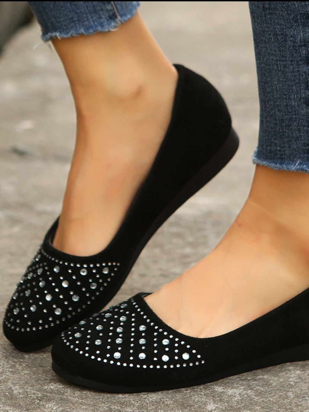 Women's Rhinestone Flats Slip-Ons
