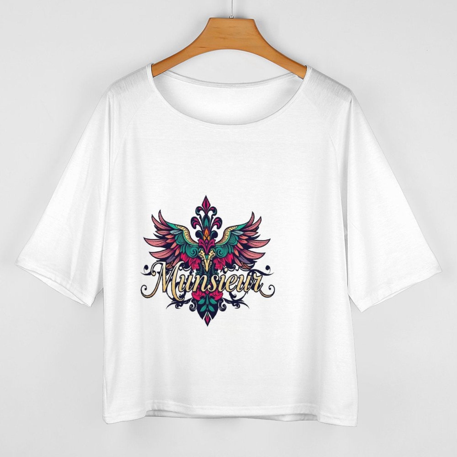 Munsieur Women's Off the Shoulder Half-Sleeve T-shirt