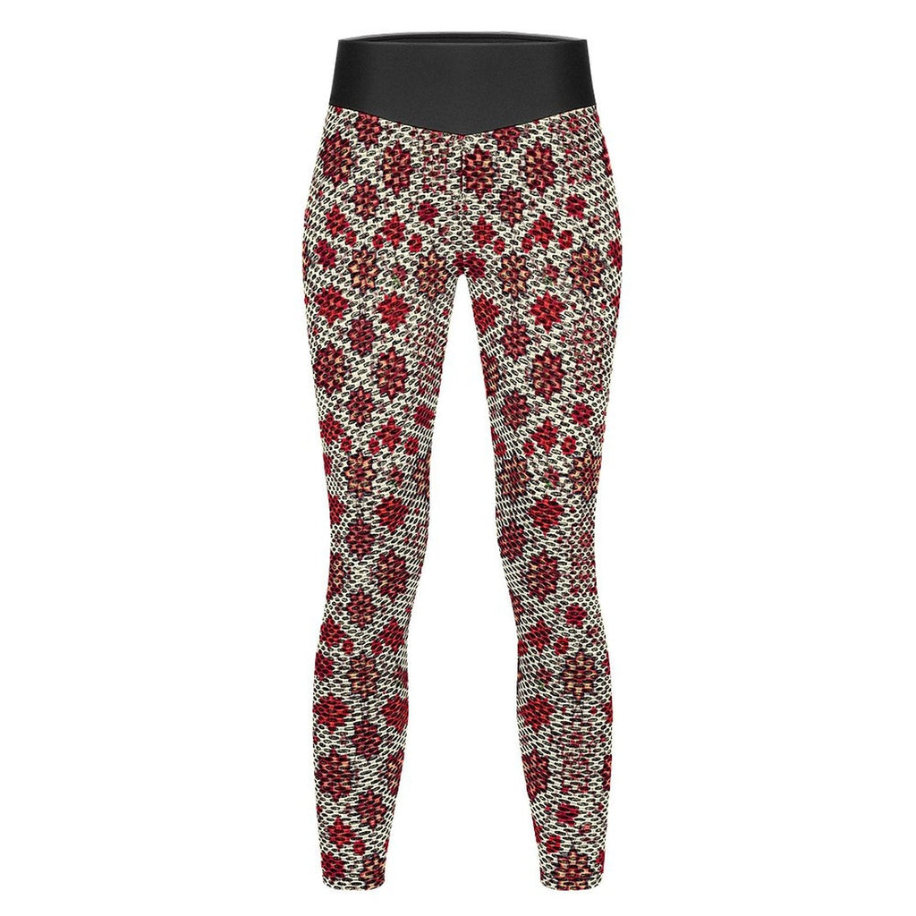 Munsieur Custom Printed Honeycomb Textured Yoga Leggings for Women
